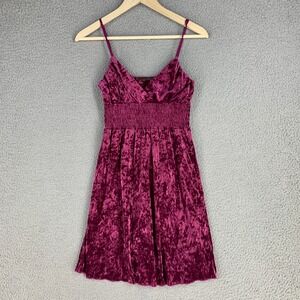 Y2K‎ Solemio Dress Small Pink Crushed Velvet Smocked Mini Whimsigoth 90s  USA